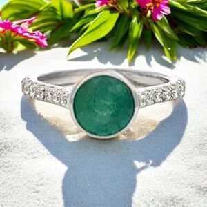 Natural Emerald Diamond Ring Size 6.5 14k WGold 1.93 TCW Certified $4,950 310995